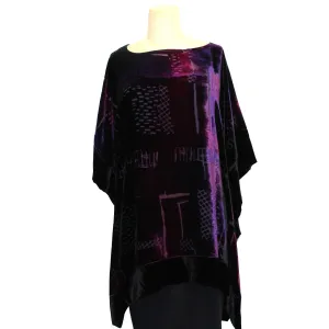 Kay Chapman Tunic, Elia, Cut Velvet, Wine/Purple/Black,