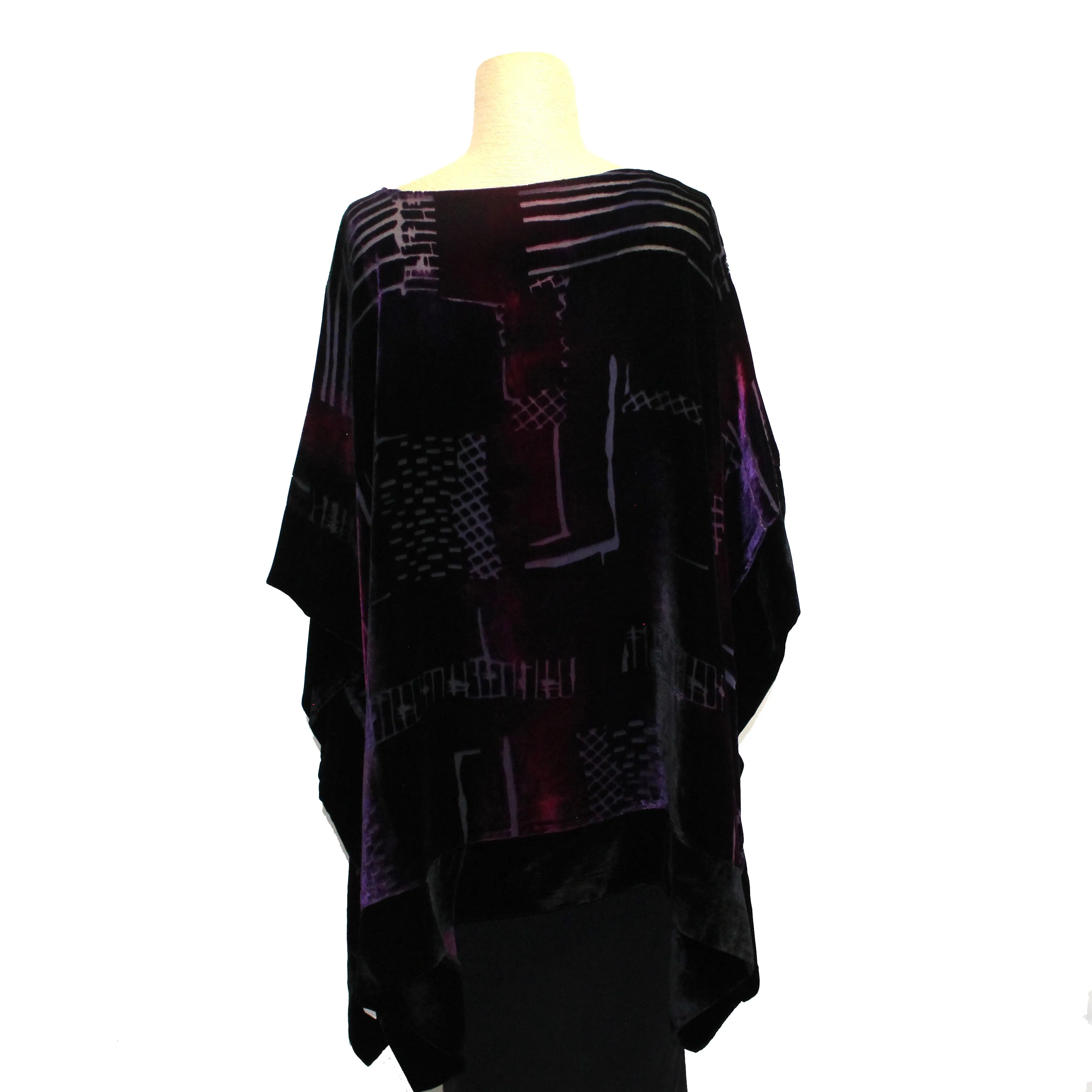 Kay Chapman Tunic, Elia, Cut Velvet, Wine/Purple/Black,