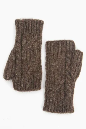 Khaki Brown Cable Knit Wrist Warmers