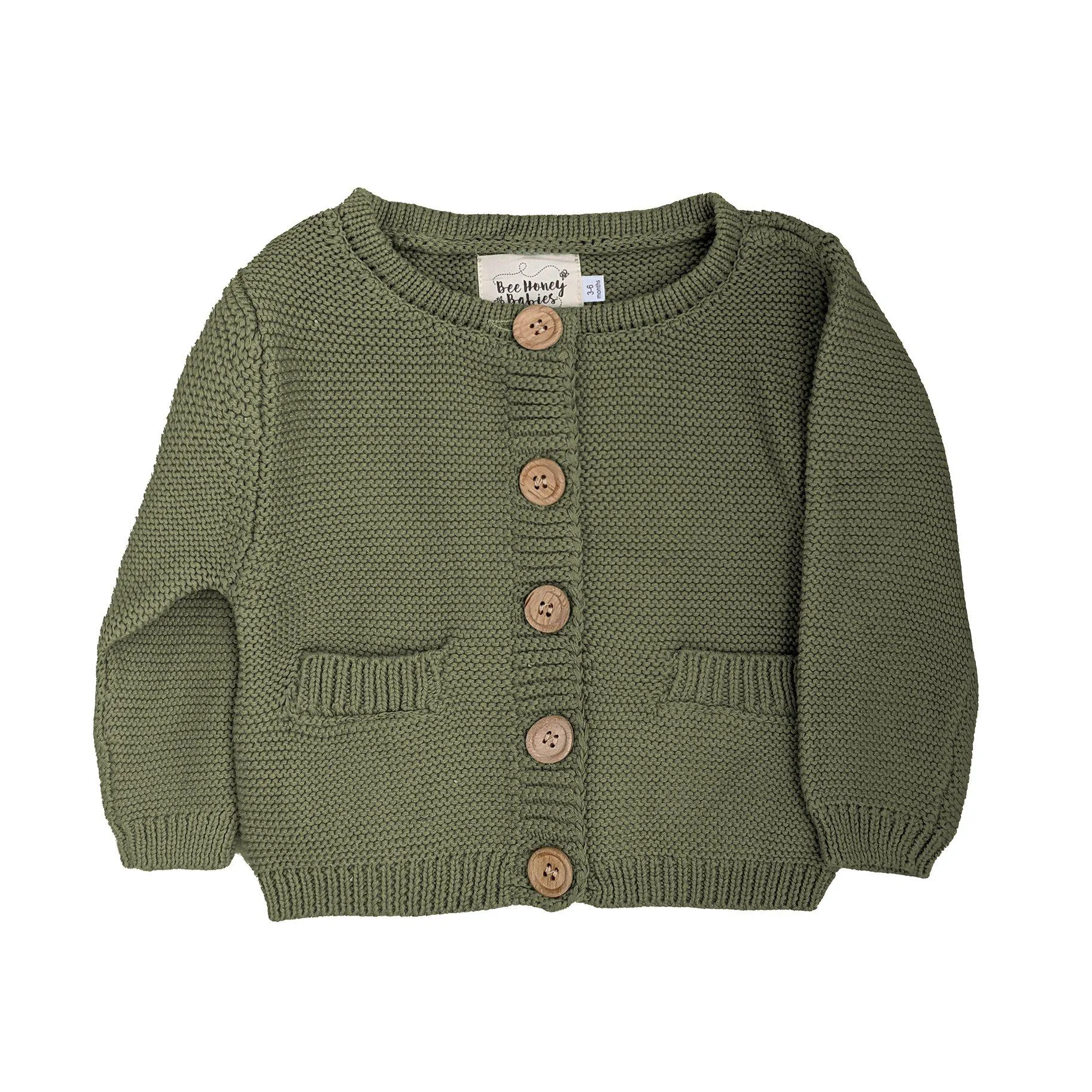 Knit Button Cardigan in Sage