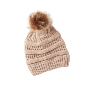 Knit Pom Hat in Sand