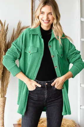 Knit shacket:  Kelly Green