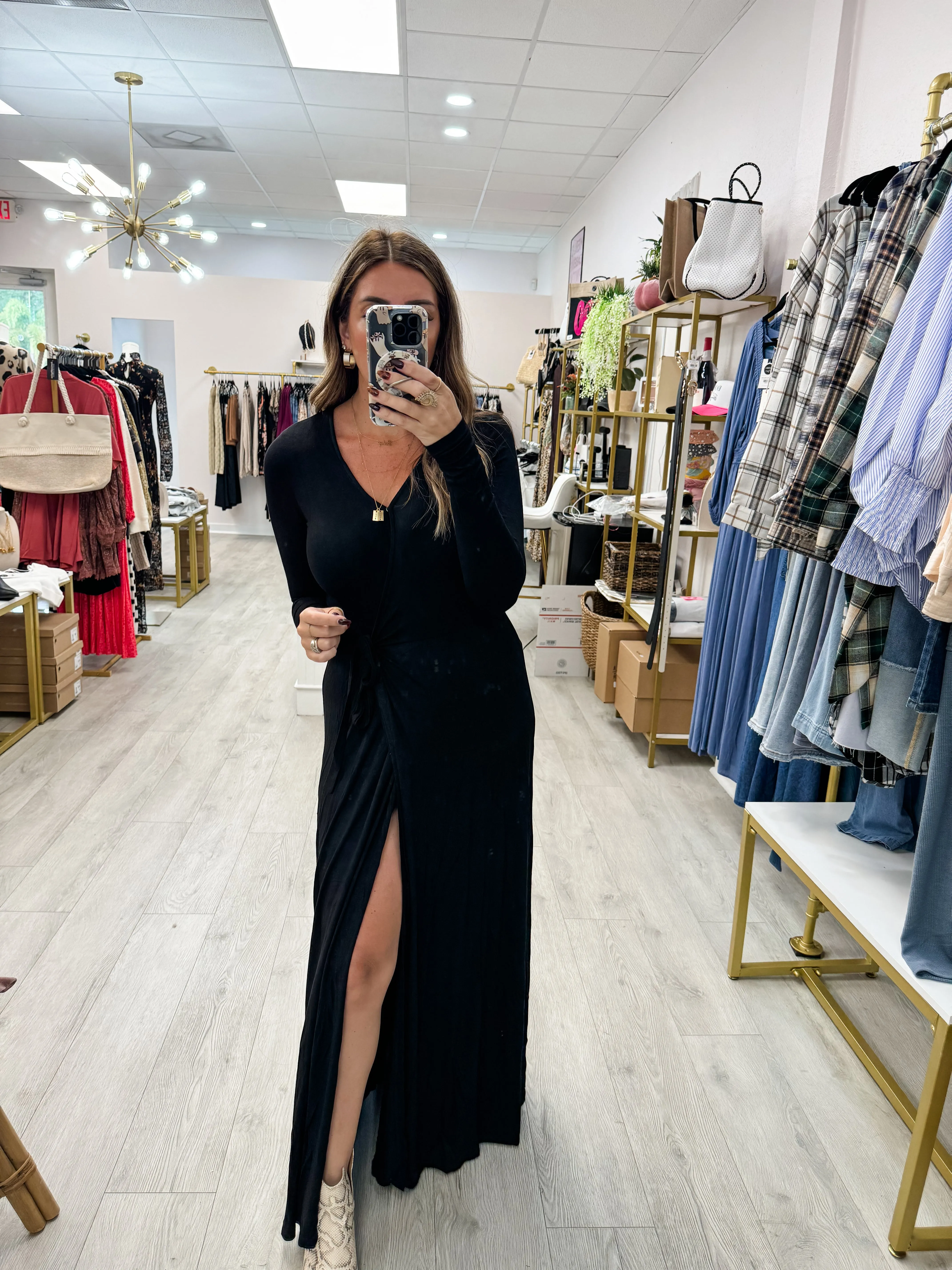 Knit Wrap Maxi Dress