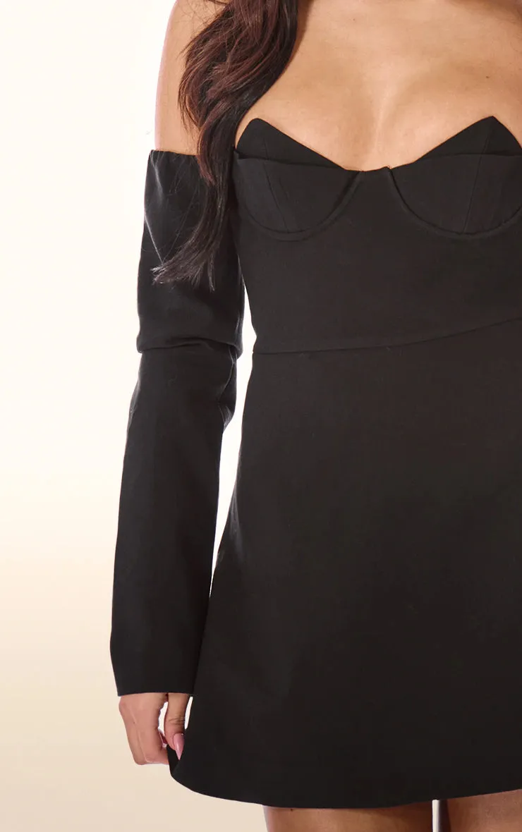 Label Black Bust Detail Tailored A-Line Mini Dress