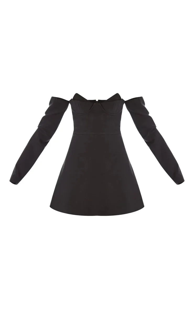 Label Black Bust Detail Tailored A-Line Mini Dress