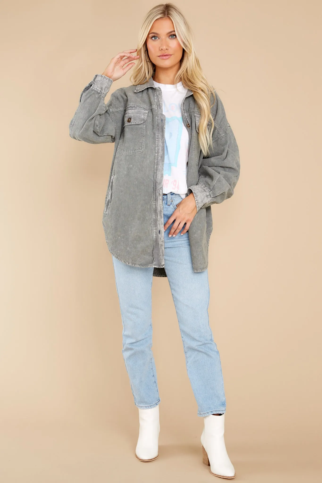 Layers To Love Washed Grey Shacket