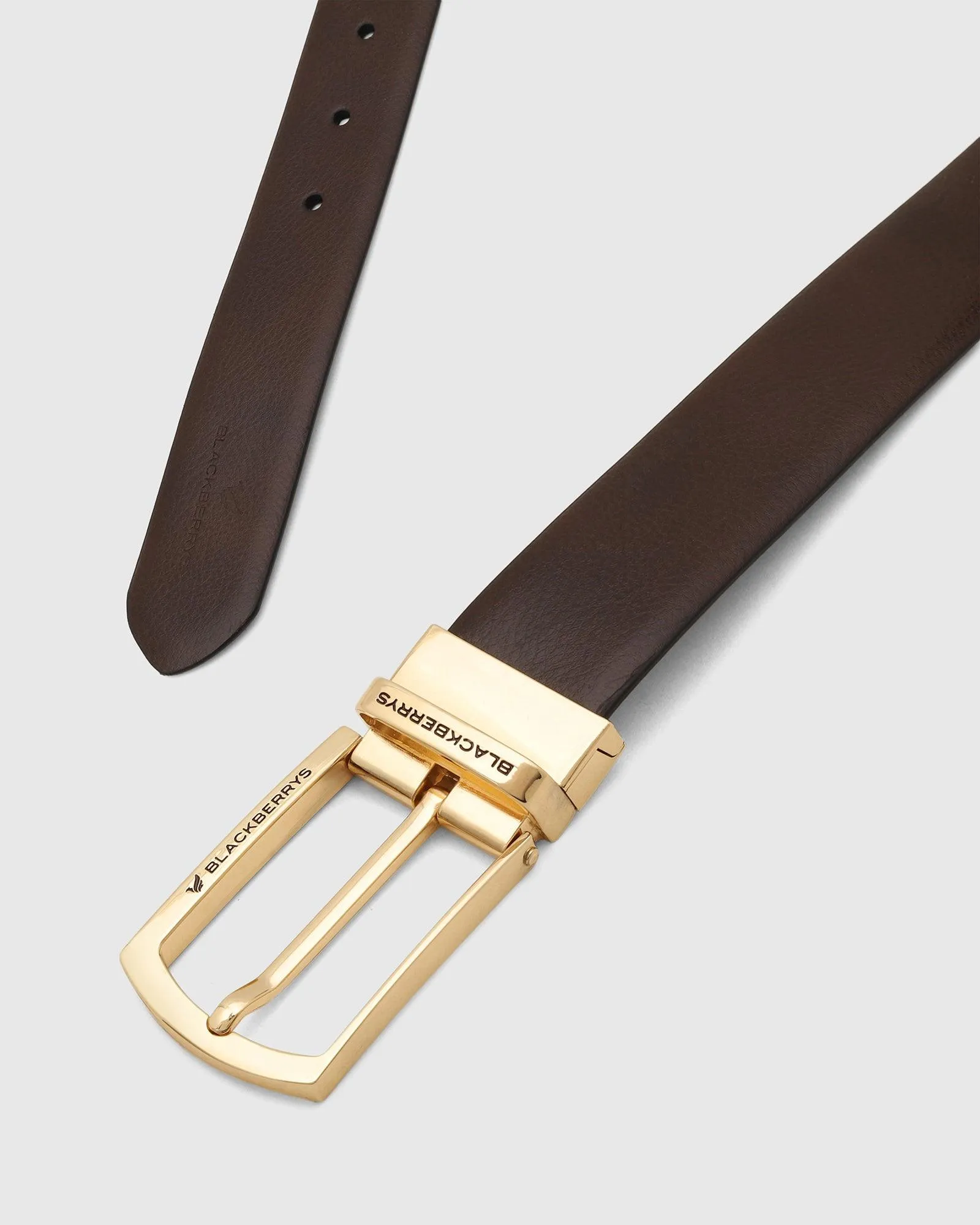 Leather Reversible Wine & Black Textured Belt - Tree