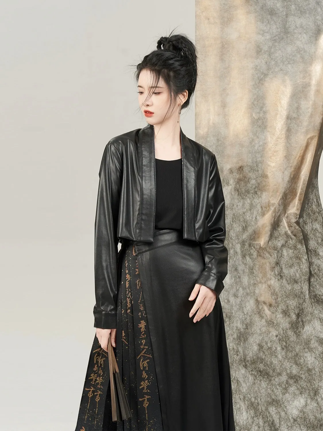 Leatherite Modern Ming Style Mamian Skirt Hanfu