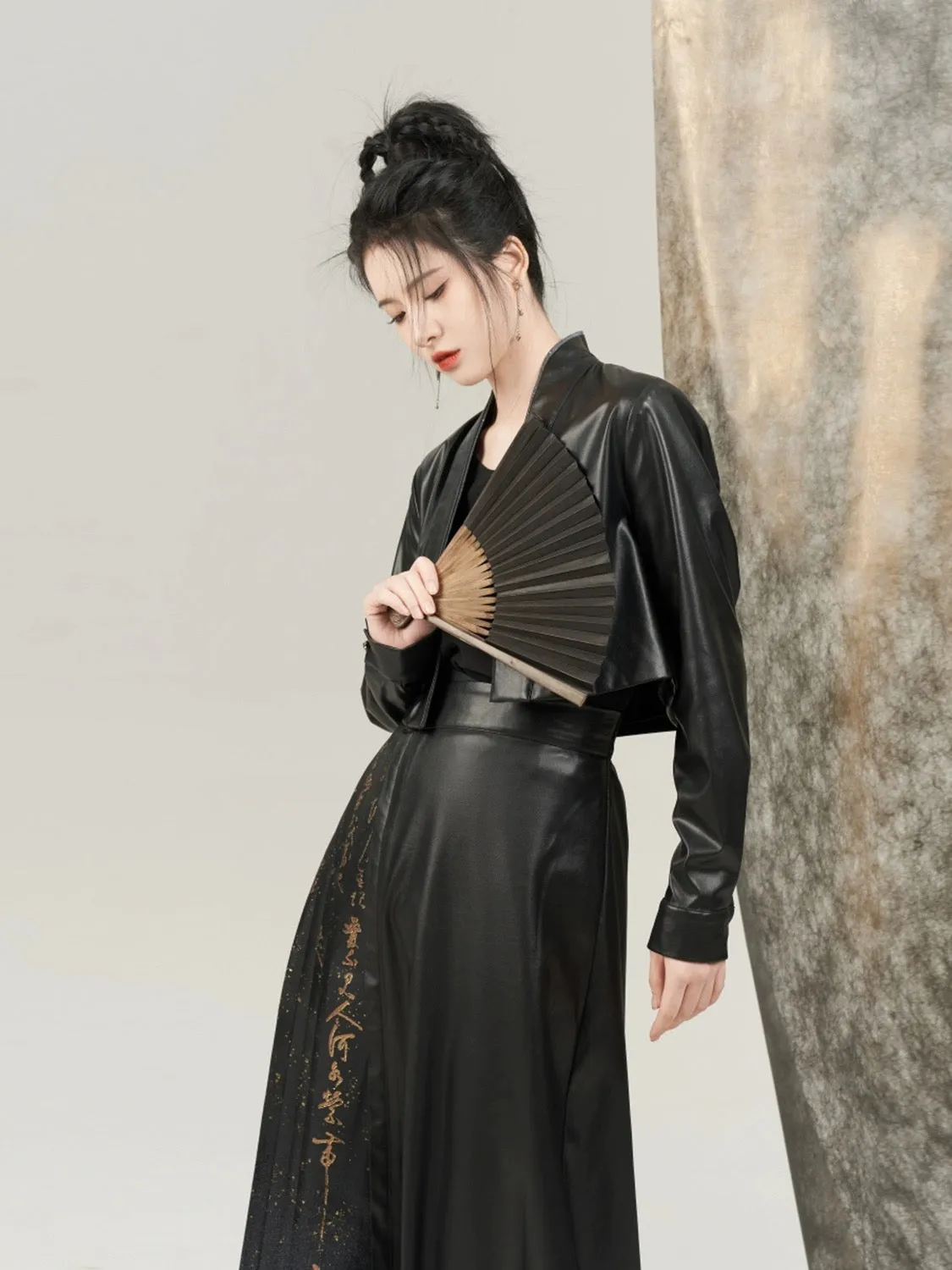 Leatherite Modern Ming Style Mamian Skirt Hanfu