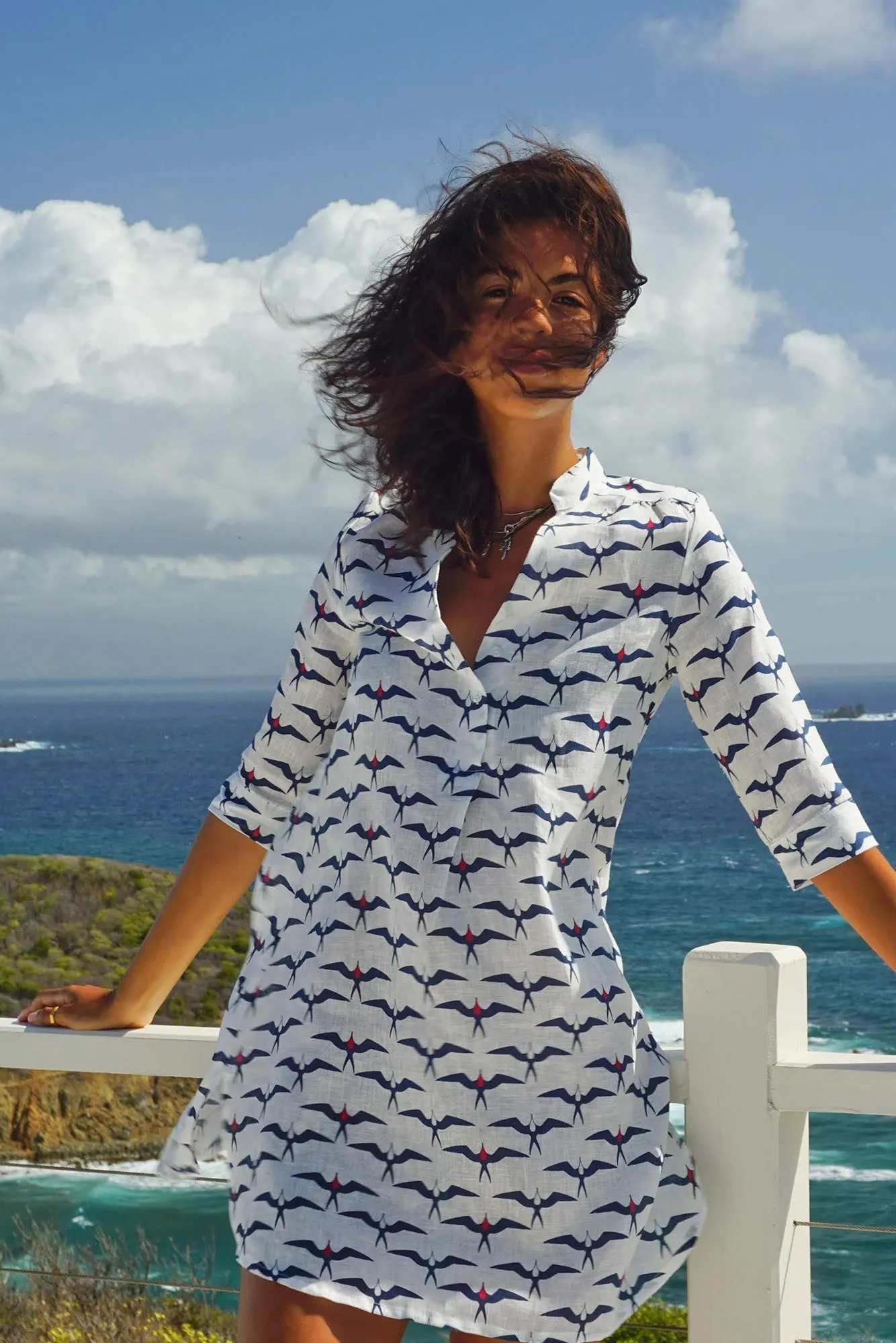 Linen Decima Dress FRIGATE BIRD