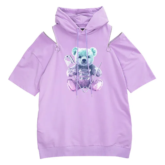 Listen Flavor safety pin bear hoodie