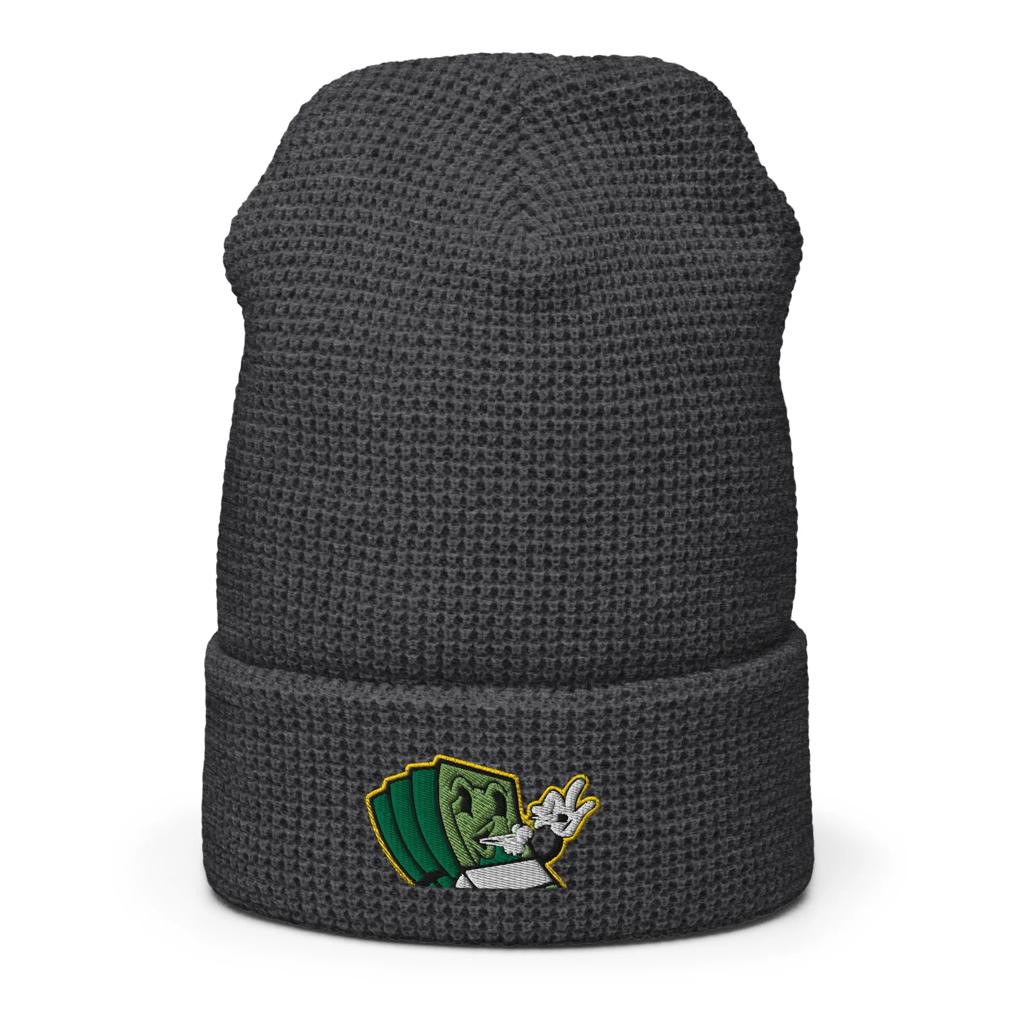 Lit and Rich Cash Smoke Waffle beanie hat