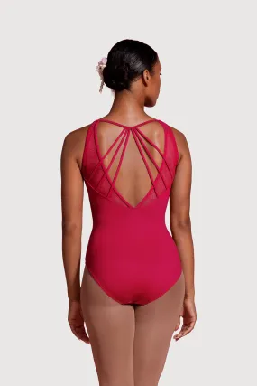 LM52178 - Mirella Deep V Mesh Back Womens Camisole Leotard