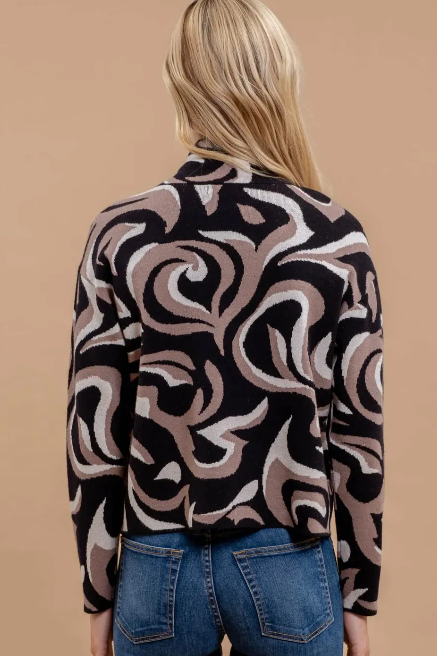 Marbled Mock Neck Sweater