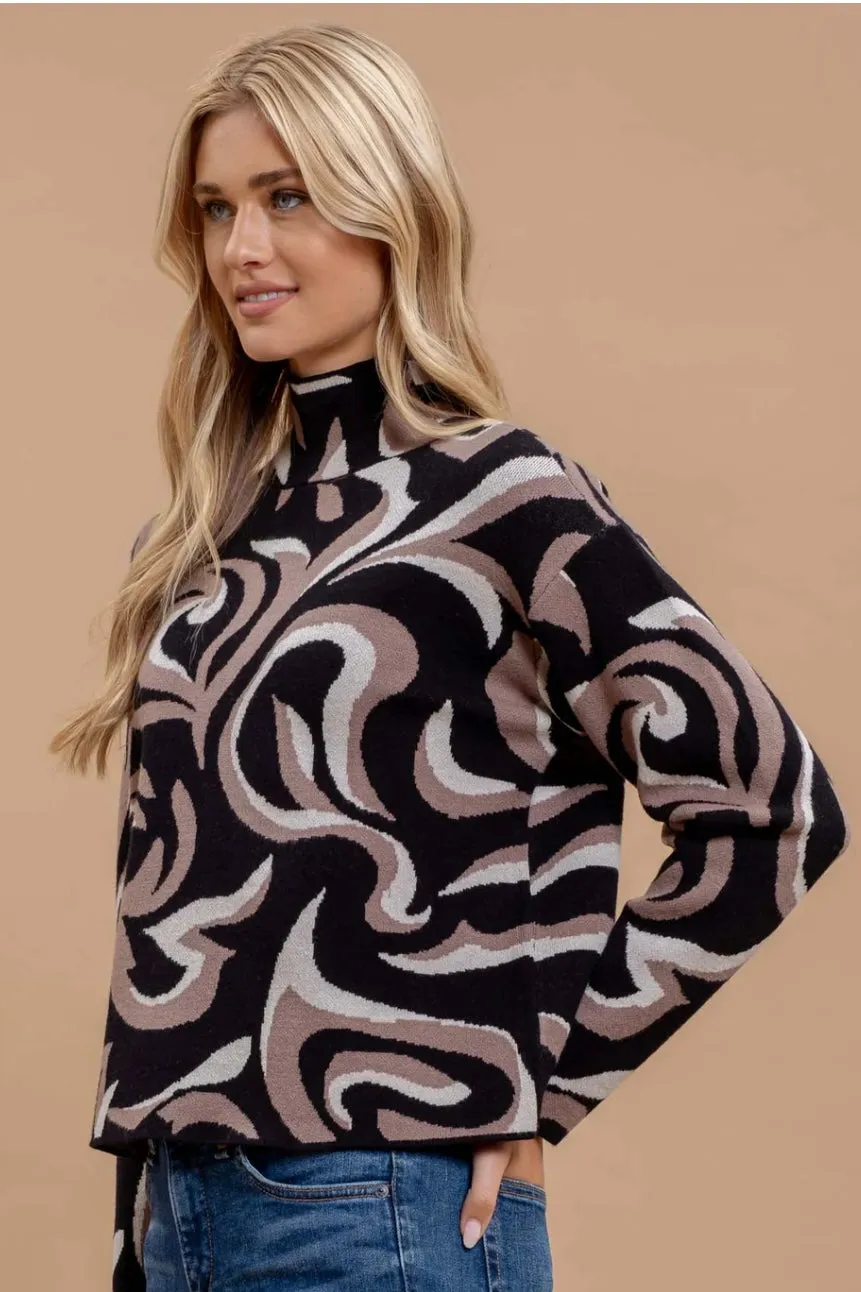 Marbled Mock Neck Sweater