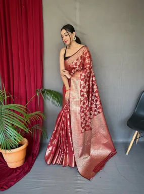 Maroon Saree in Cotton Linen