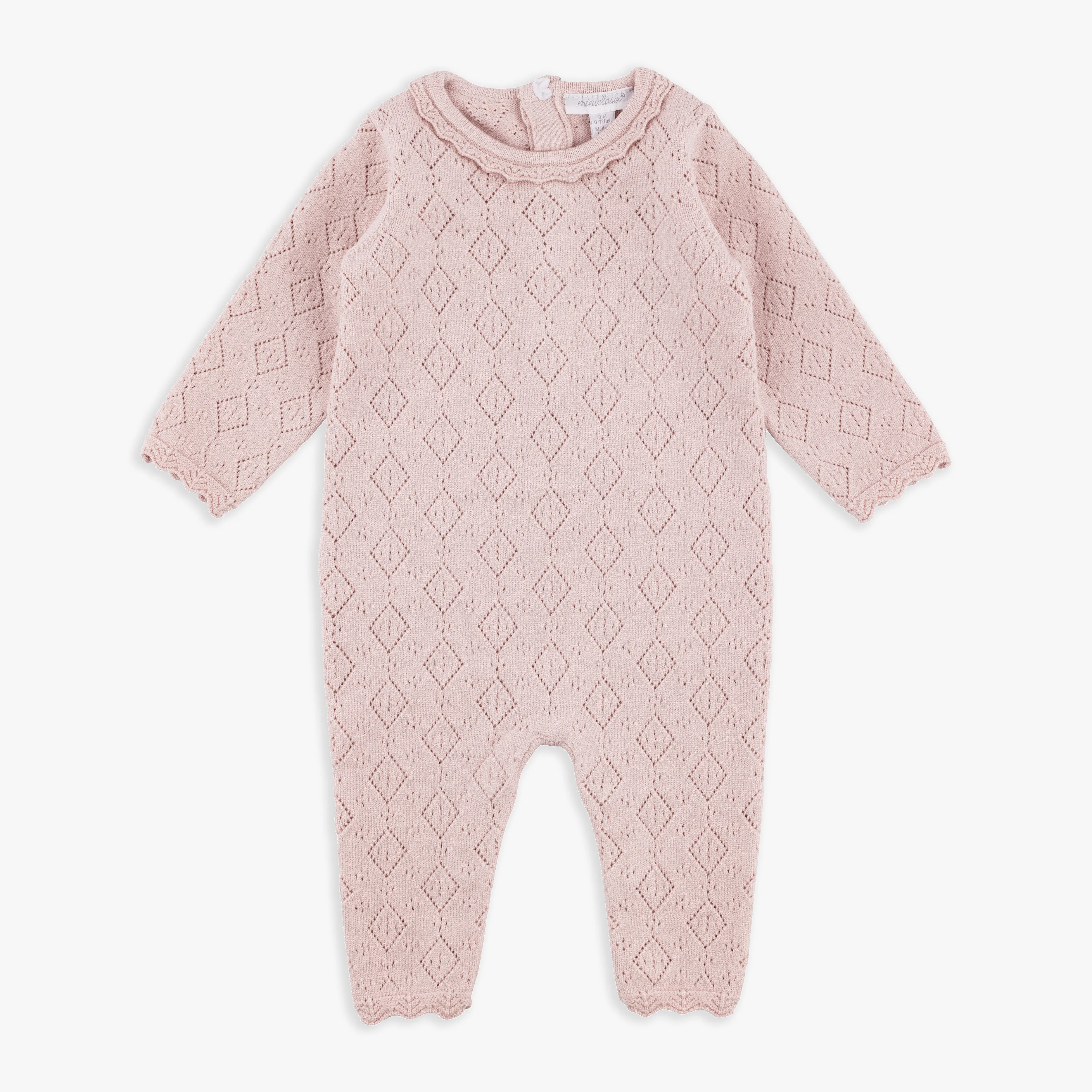 Mauve Diamond Pointelle Sweater Coverall