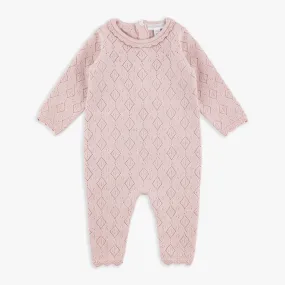 Mauve Diamond Pointelle Sweater Coverall