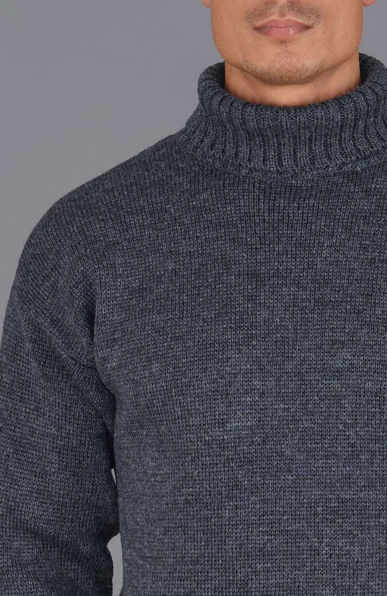 Mens British Wool Submariner Roll Neck Jumper