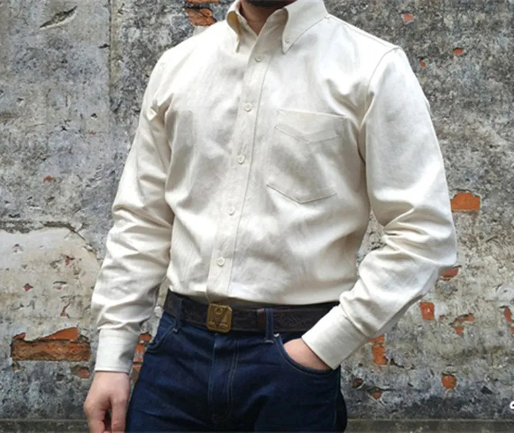 Men's Button Down Collar Herringbone Shirt