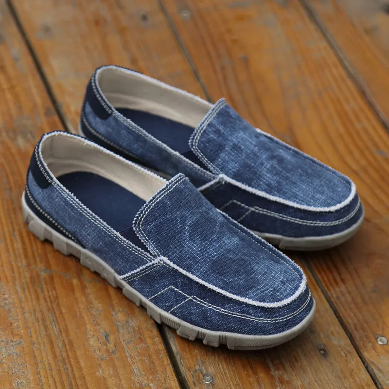 Men's Canvas Boat Shoes Slip on Deck Shoes Non Slip Casual Loafers Outdoor Sneakers Walking