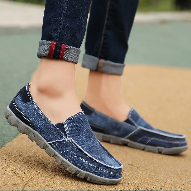 Men's Canvas Boat Shoes Slip on Deck Shoes Non Slip Casual Loafers Outdoor Sneakers Walking