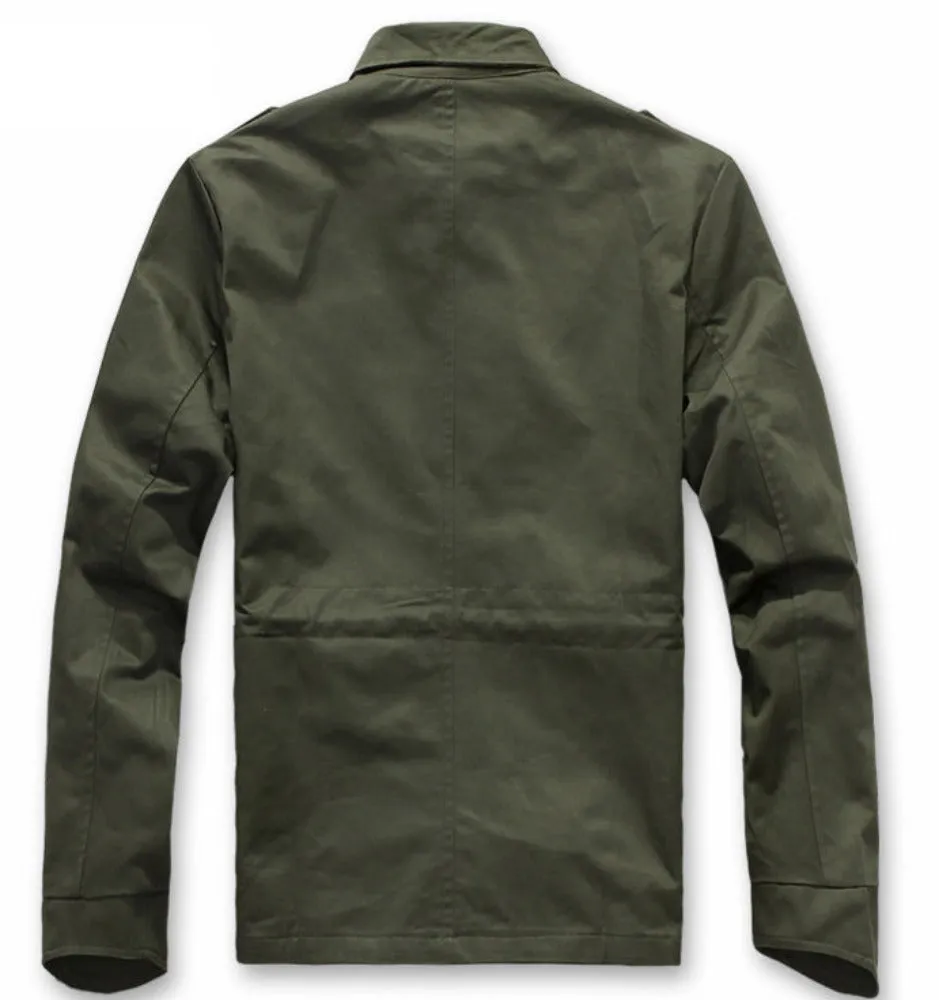 Mens Green Stand Up Collar Short Parka