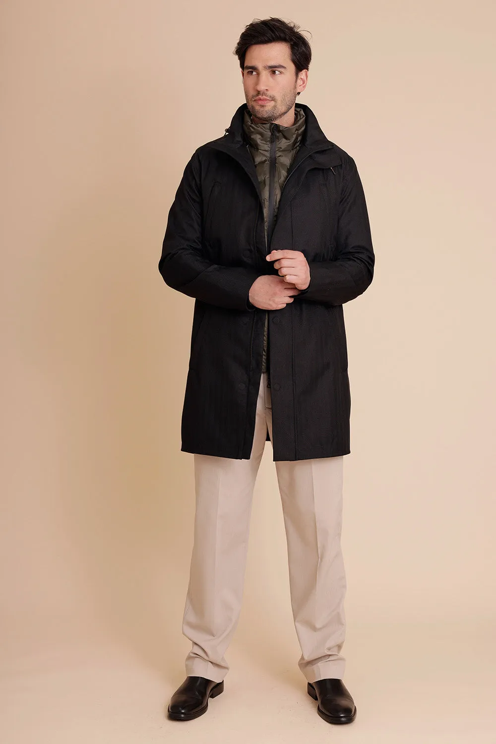 Men's Waterproof Rain Parka 2.0 - Black Herringbone