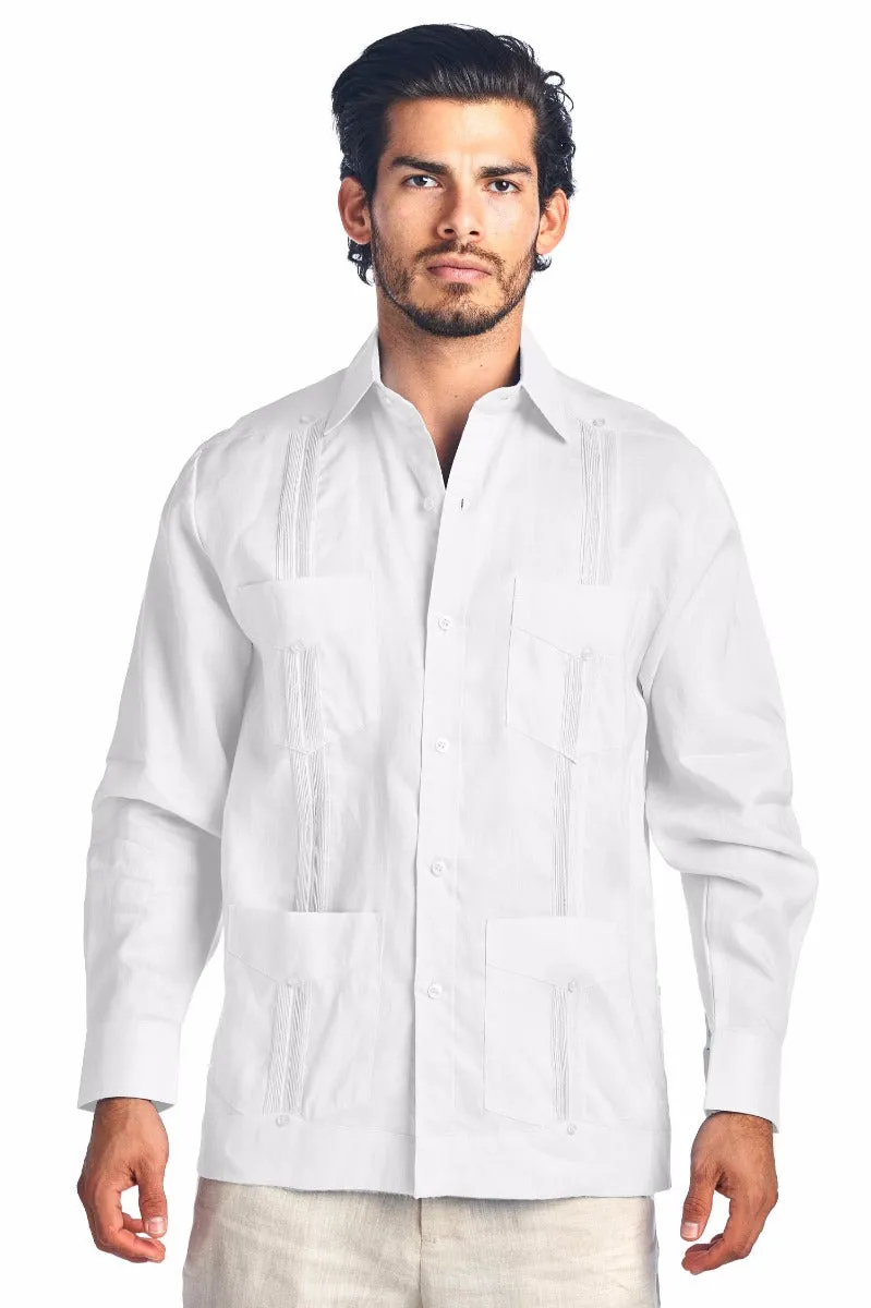 Mojito Collection Guayabera Shirt Classic Poly Cotton Blend Long Sleeve