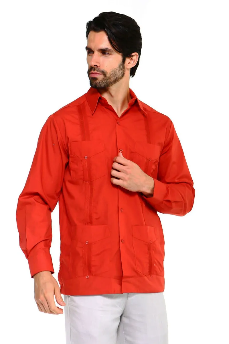 Mojito Collection Guayabera Shirt Classic Poly Cotton Blend Long Sleeve