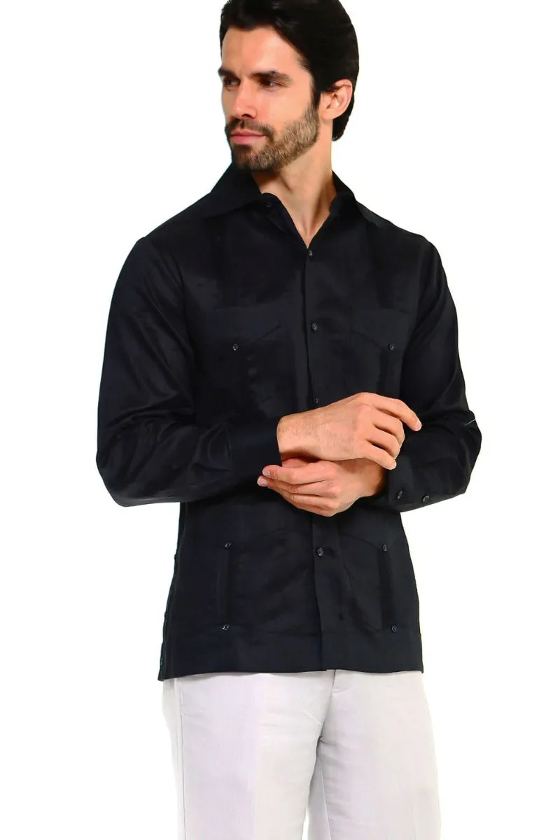 Mojito Collection Guayabera Shirt Classic Poly Cotton Blend Long Sleeve