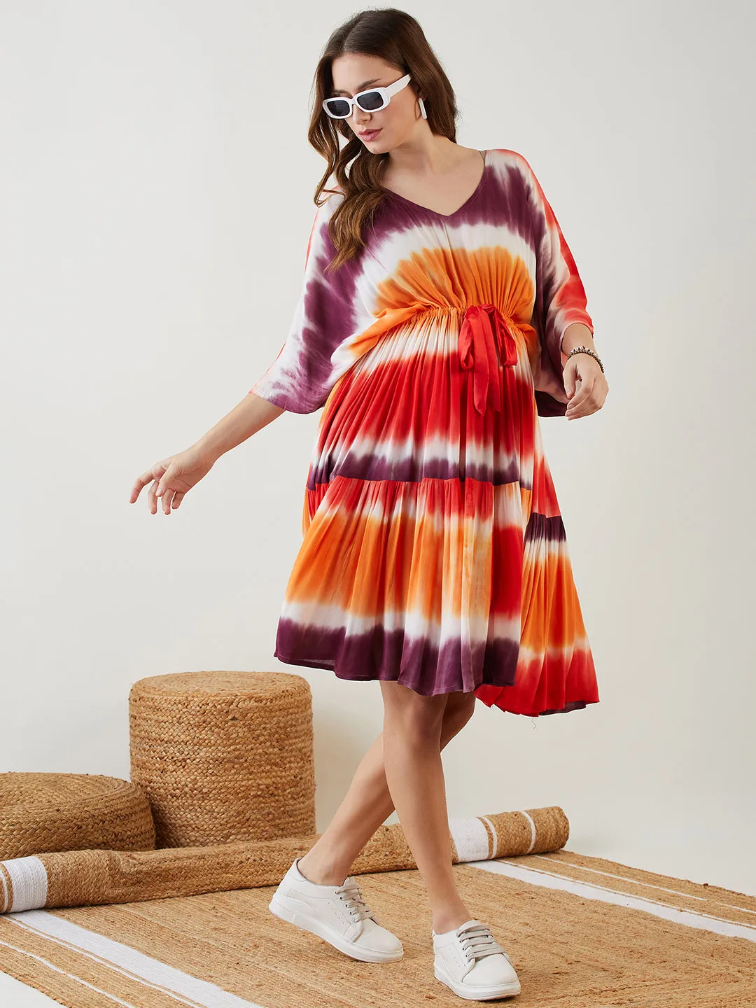 Multi Color Tie Dyed Layered Maternity Dress (Final Sale)