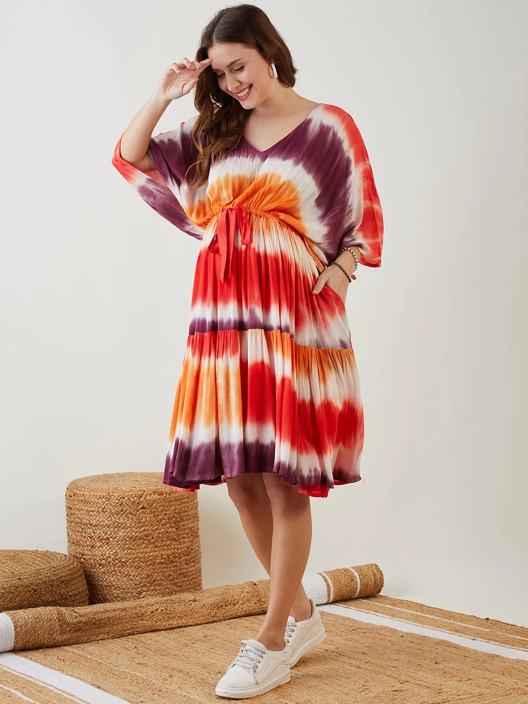 Multi Color Tie Dyed Layered Maternity Dress (Final Sale)