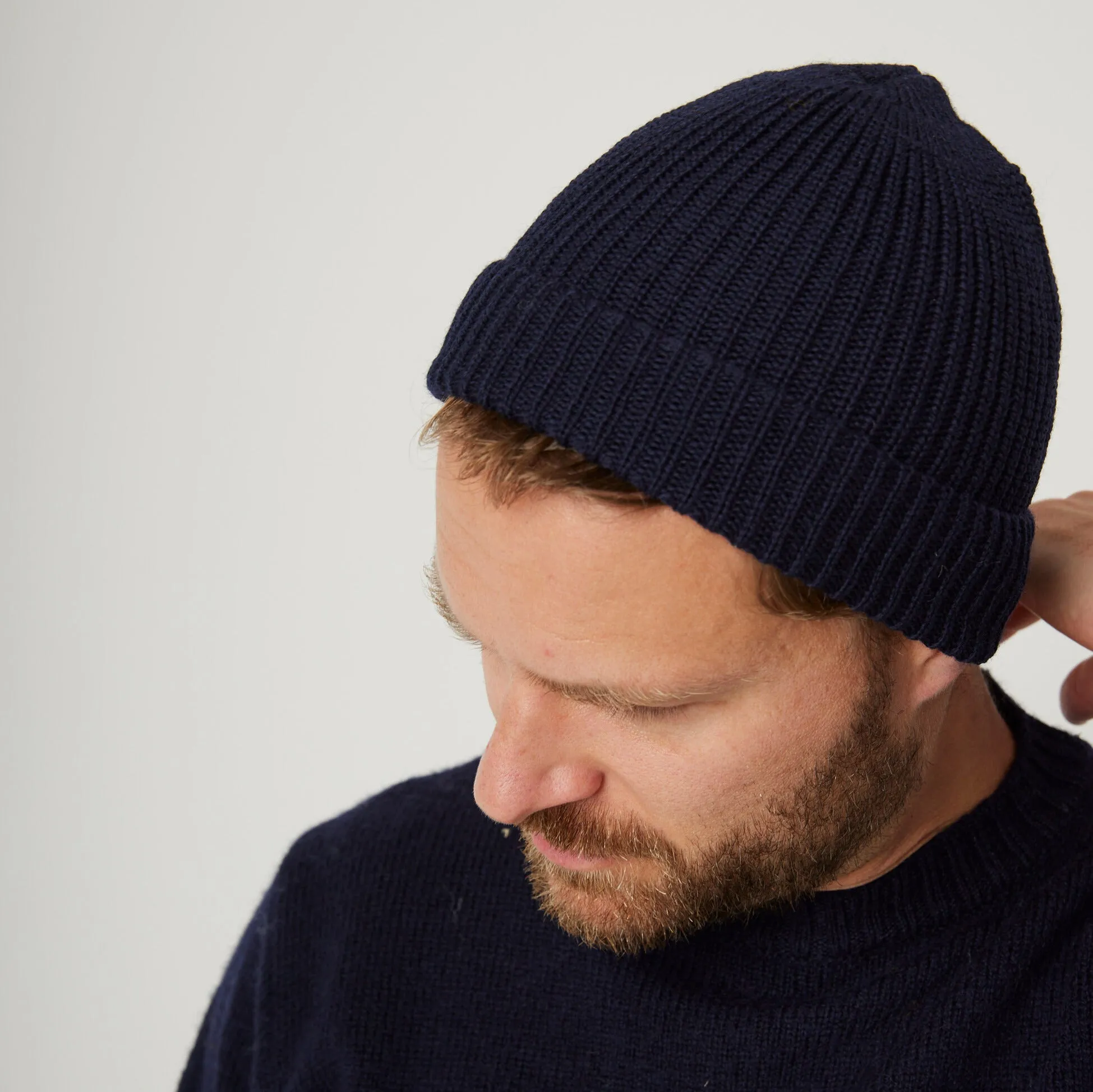 Navy Porter Ribbed Beanie