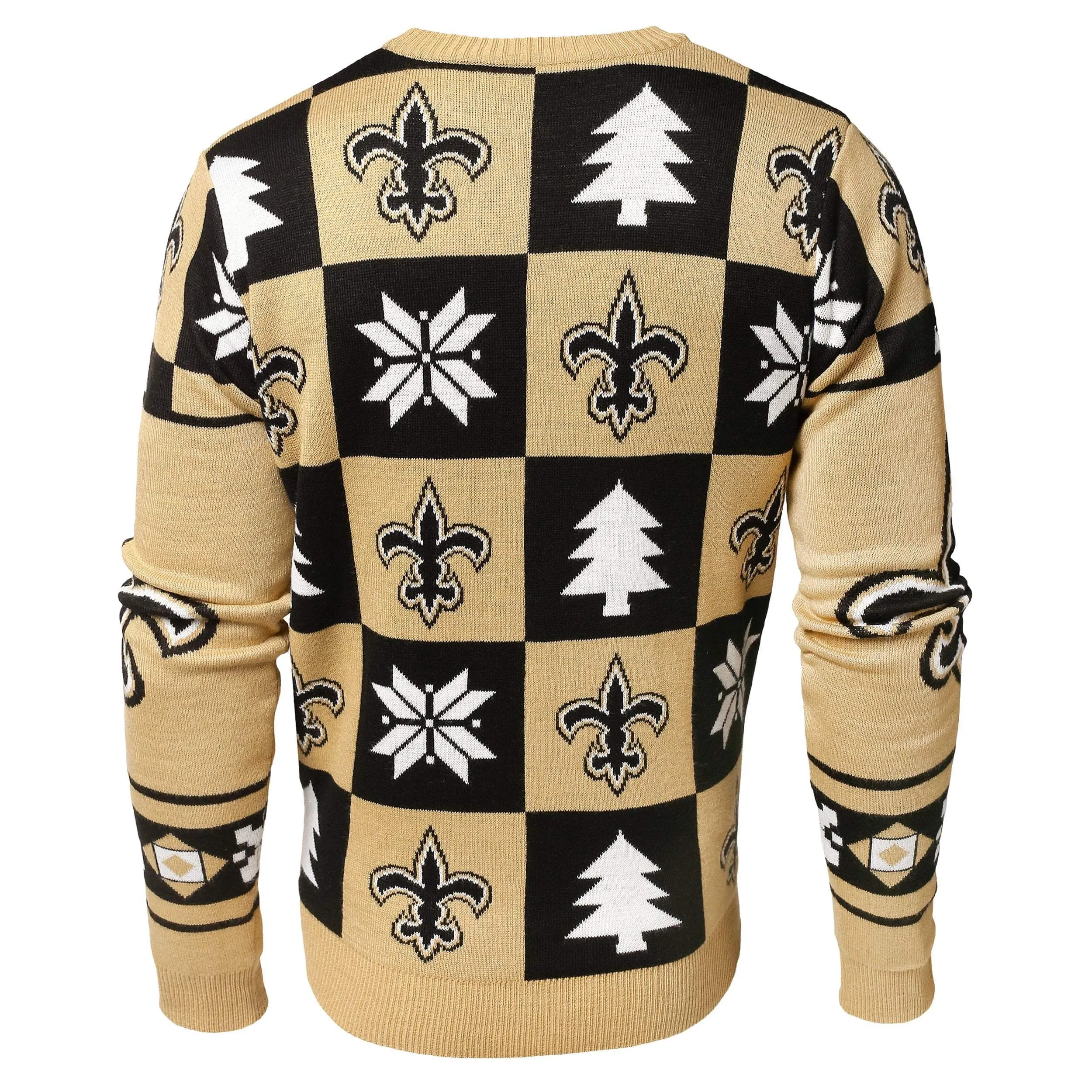 New Orleans Saints Forever Collectibles Black & Gold Knit Patches Ugly Sweater