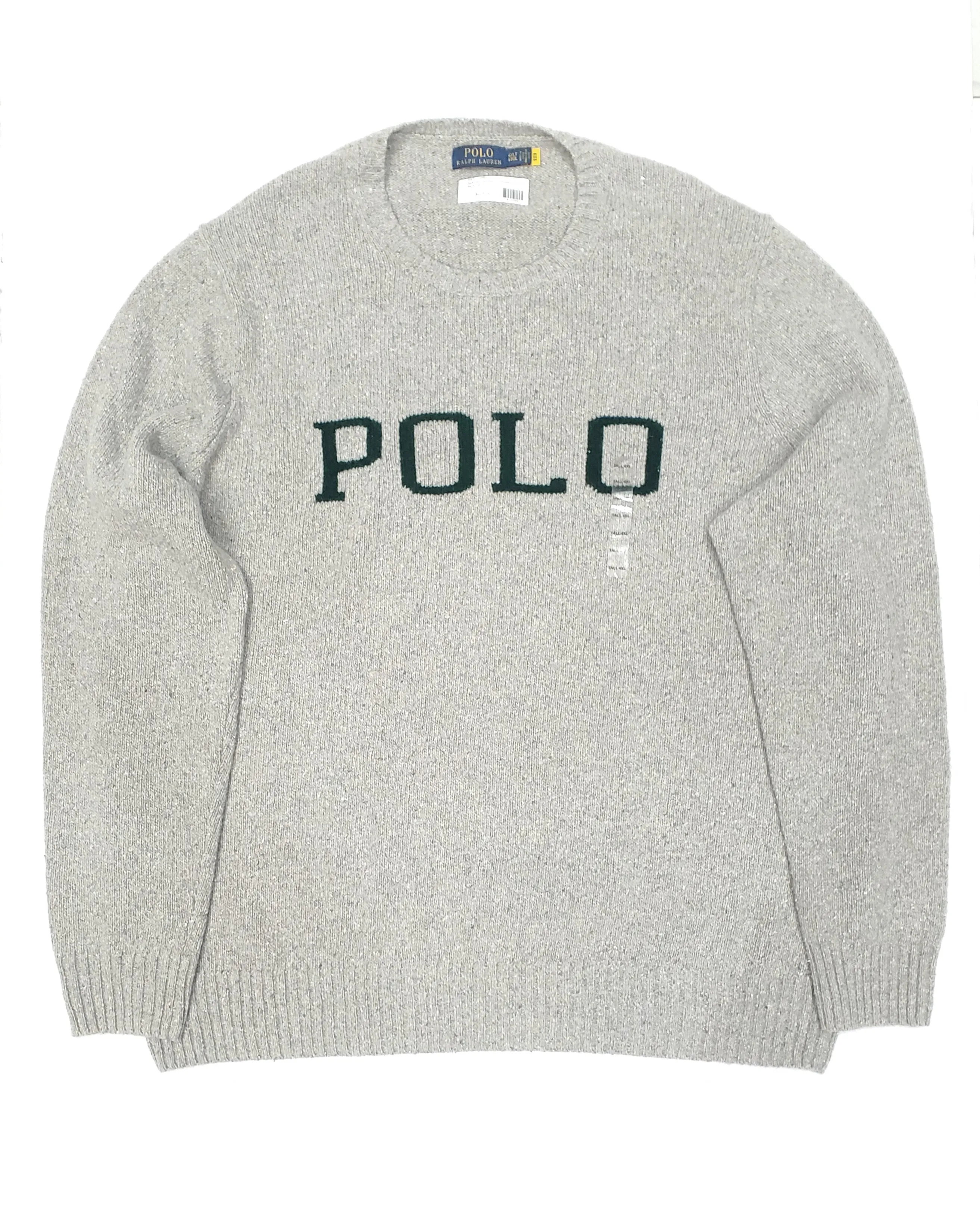 New Polo Big & Tall Grey Wool Spellout Sweater w/o Tag