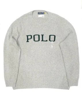 New Polo Big & Tall Grey Wool Spellout Sweater w/o Tag