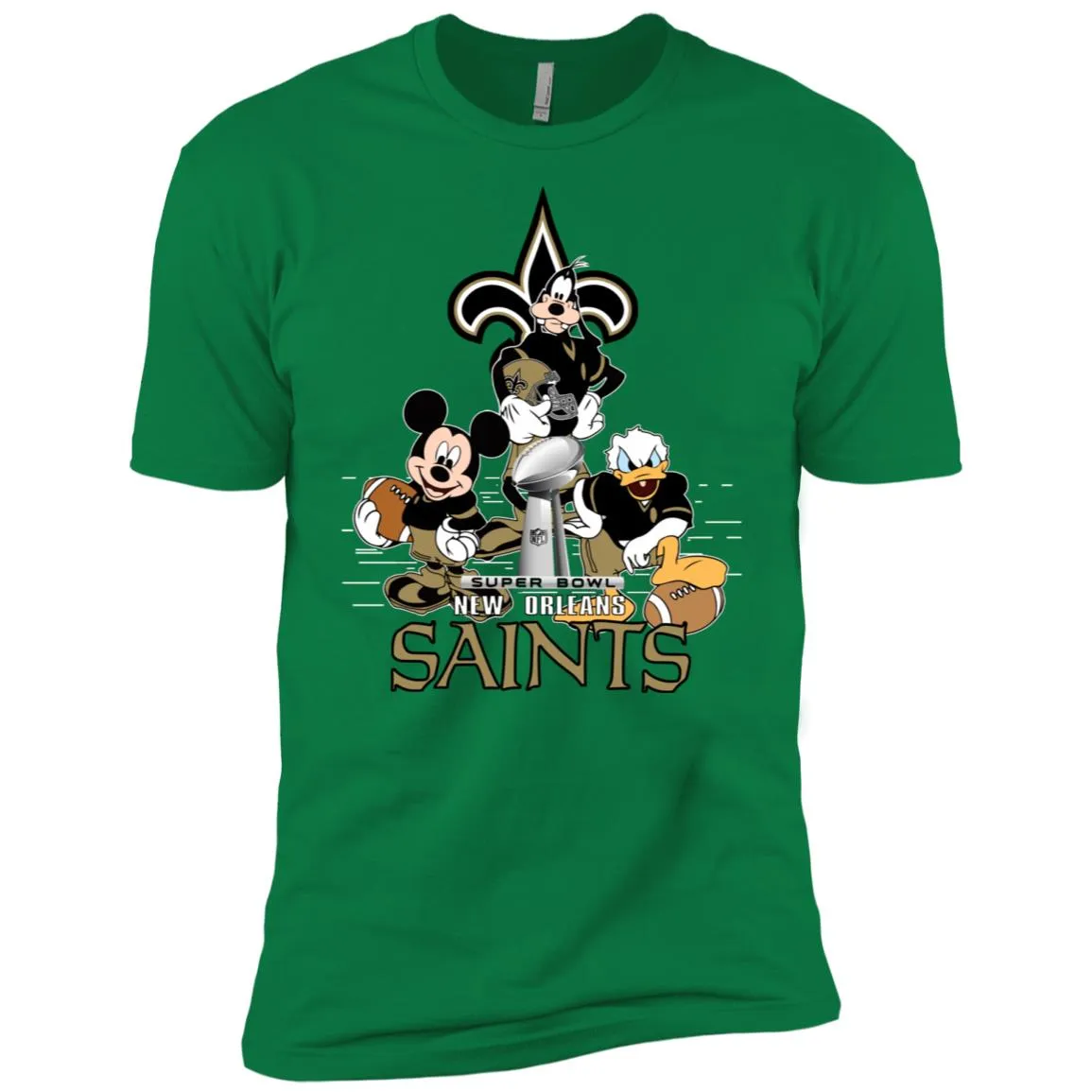 Nfl – New Orleans Saints Donald Duck Goofy Mickey Mouse Super Bowl 2019 Football Men Short Sleeve T-Shirt