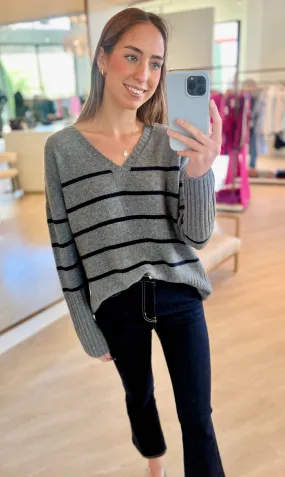 No0067 Steel Stripe Cashmere Sweater