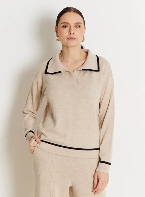 NOTSHY Merino Polo Sweater - Beige/Black