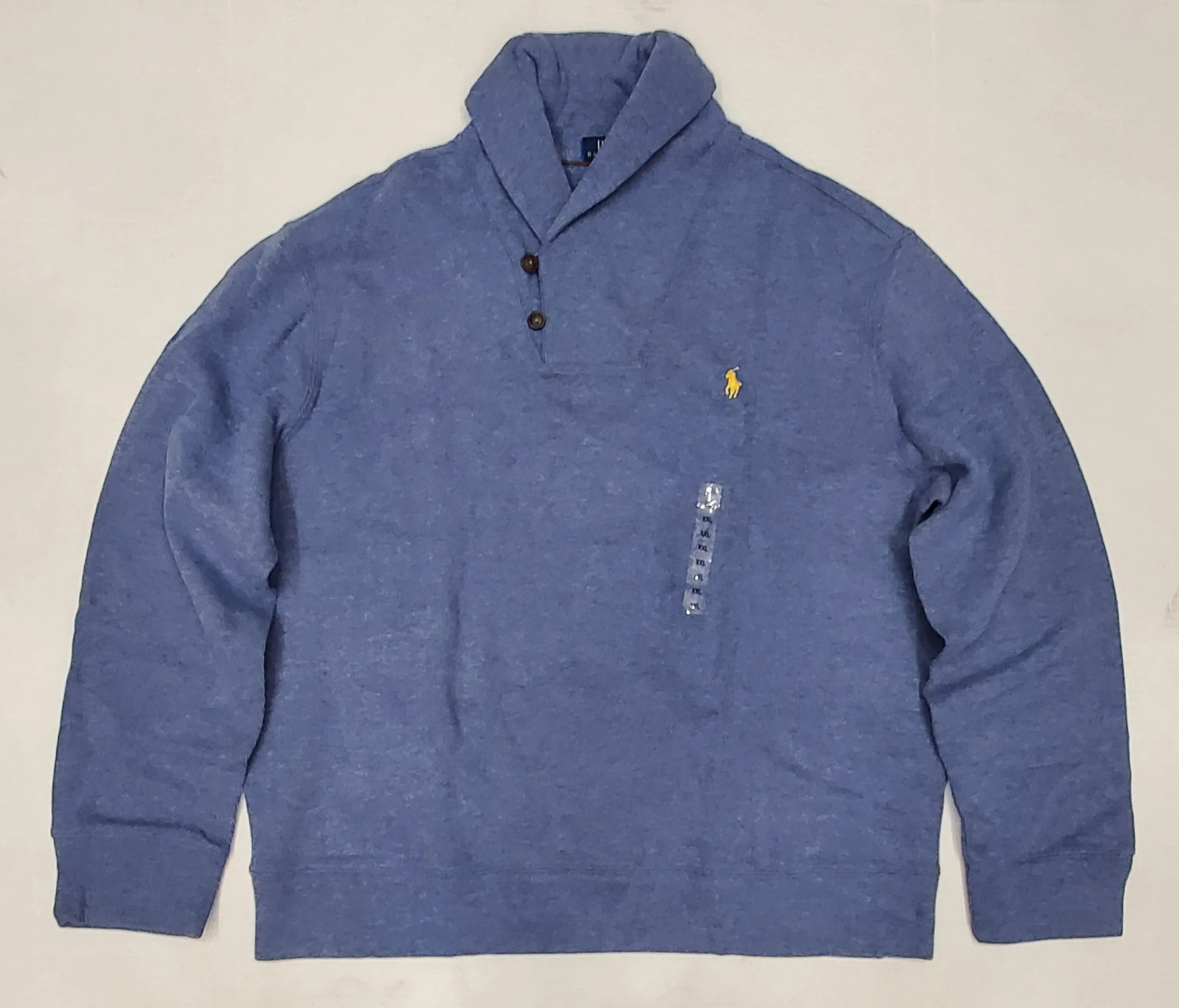 Nwt Polo Ralph Lauren Blue w/Yellow Horse Shawl Neck Sweater