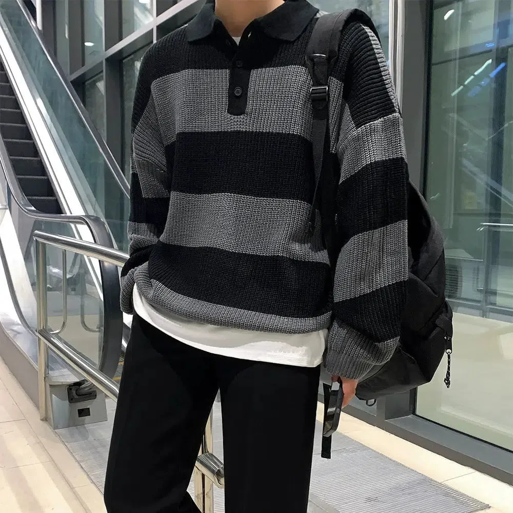 OH Wide Stripes Textured Sweater