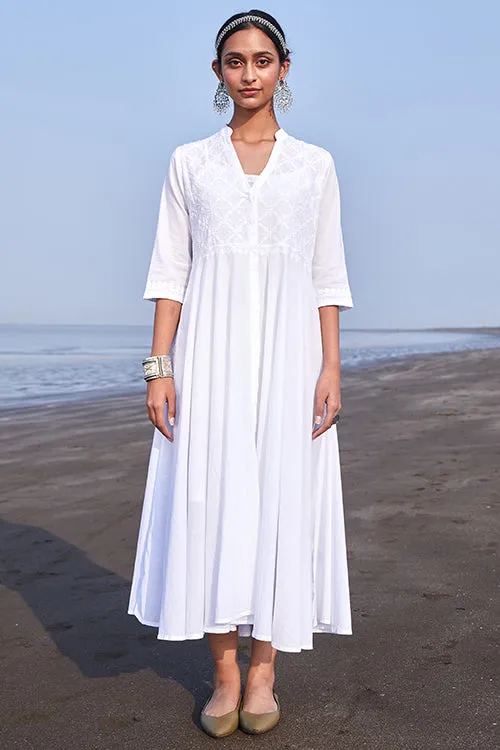 Okhai 'Seher' Pure Cotton Chikankari Embroidered Dress