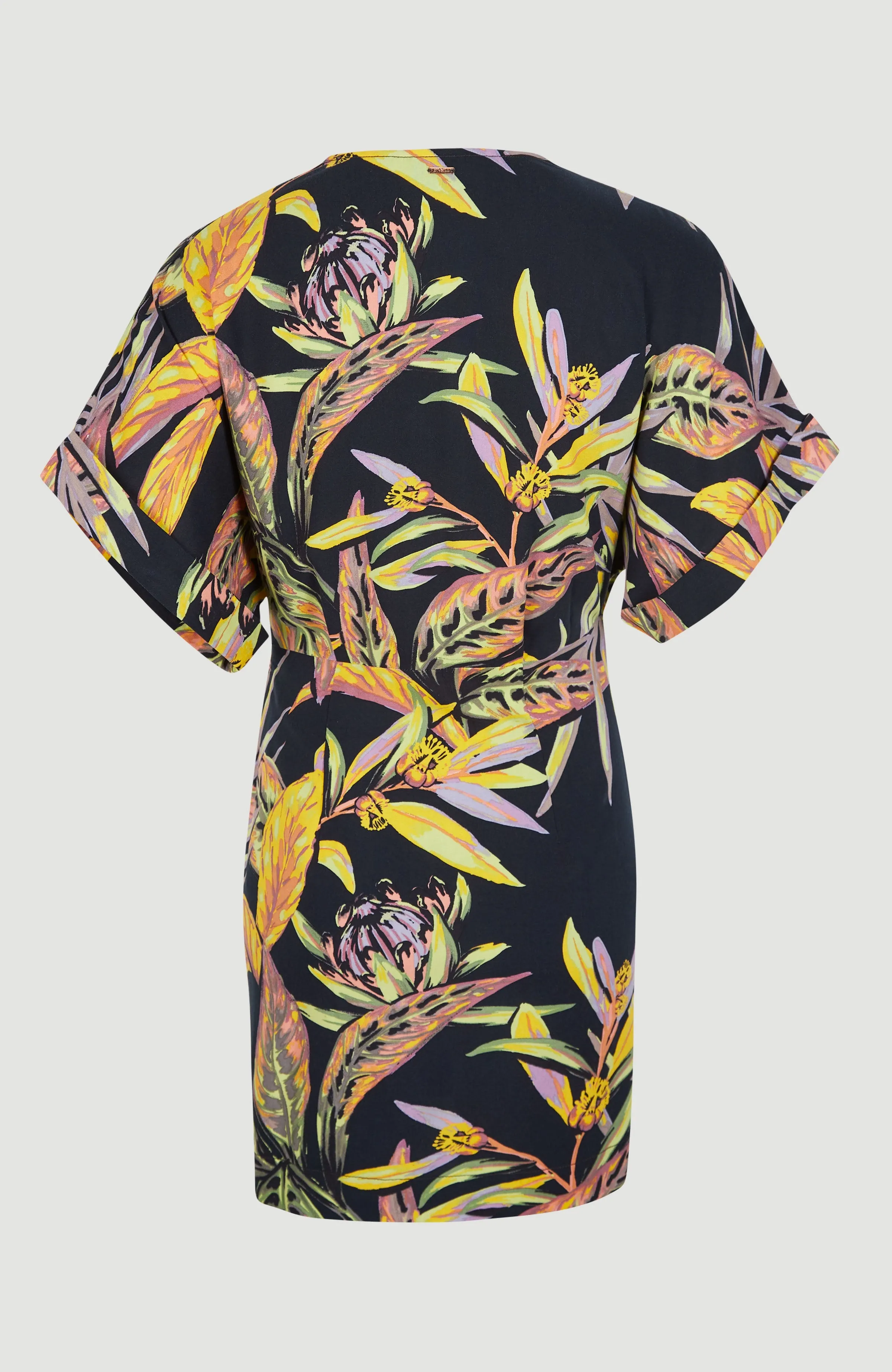 Oliana Wrap Dress | Black Tropical Flower