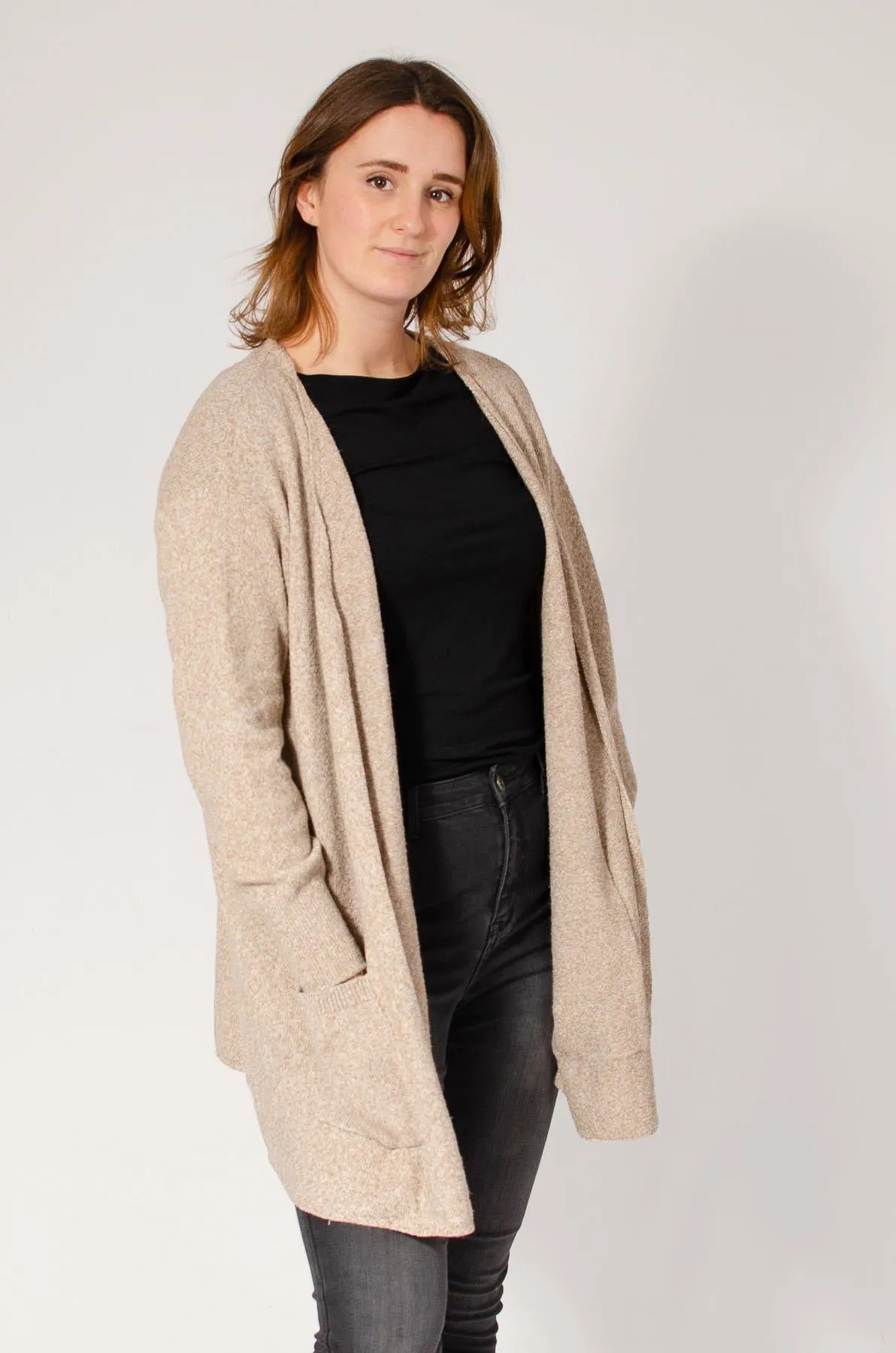 Open Front Pocket Cardigan