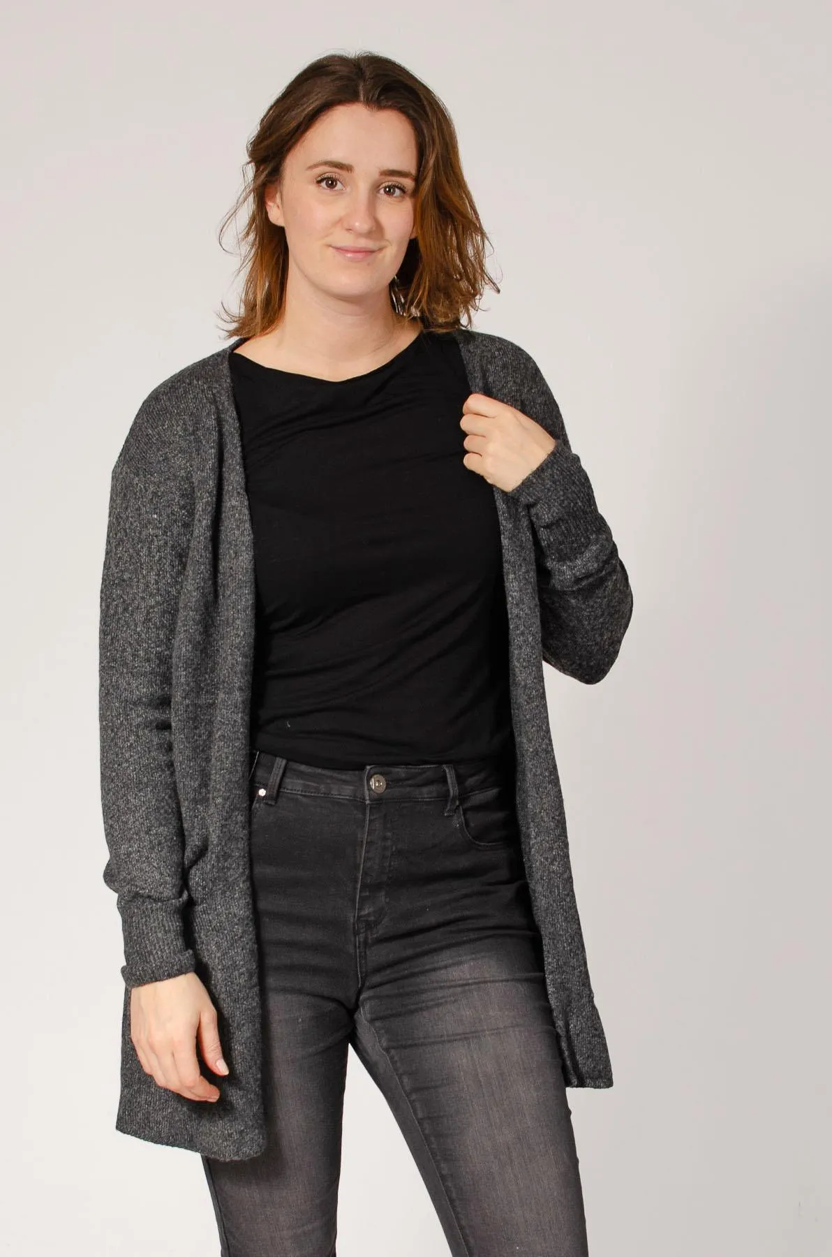 Open Front Pocket Cardigan