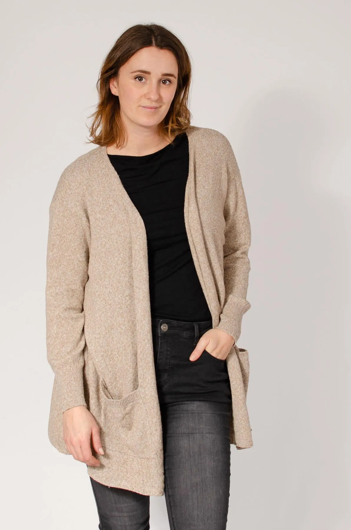 Open Front Pocket Cardigan