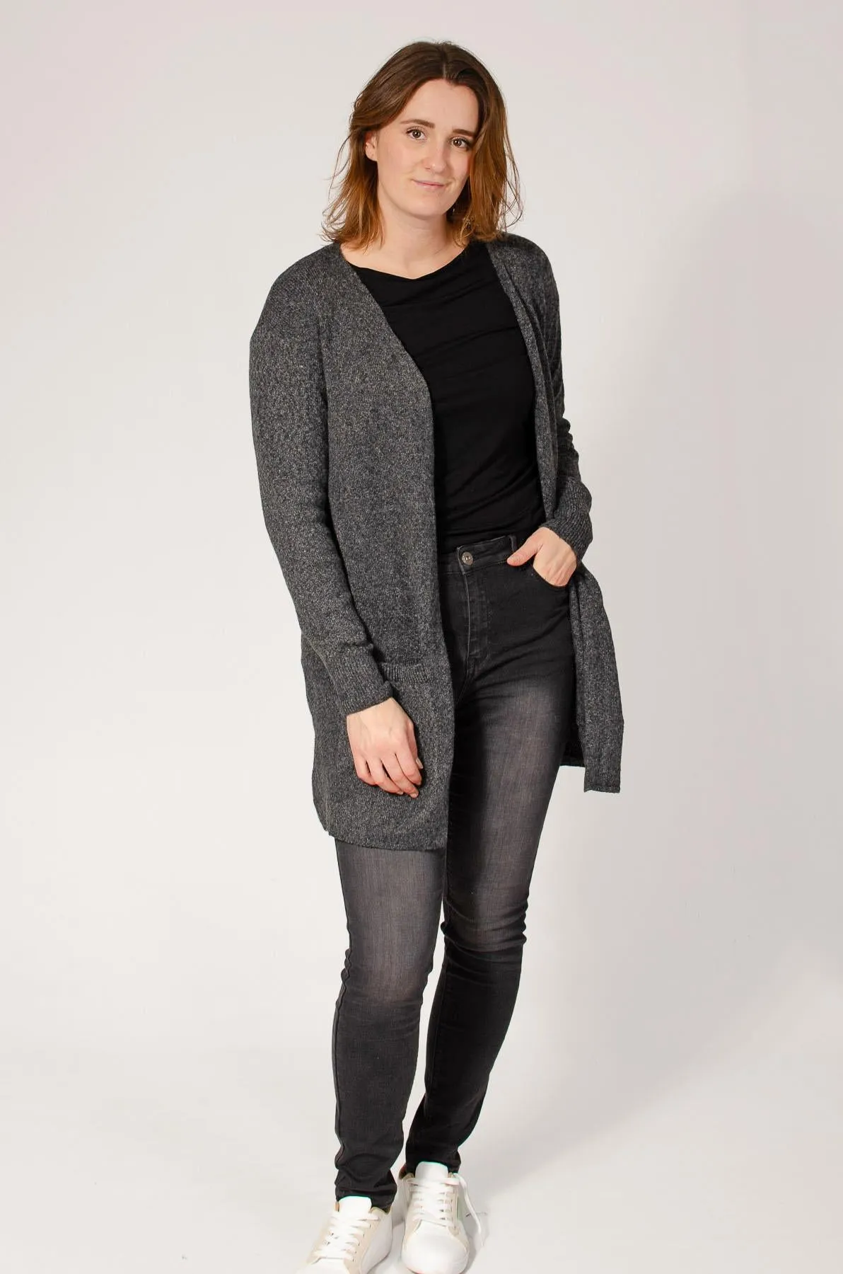 Open Front Pocket Cardigan