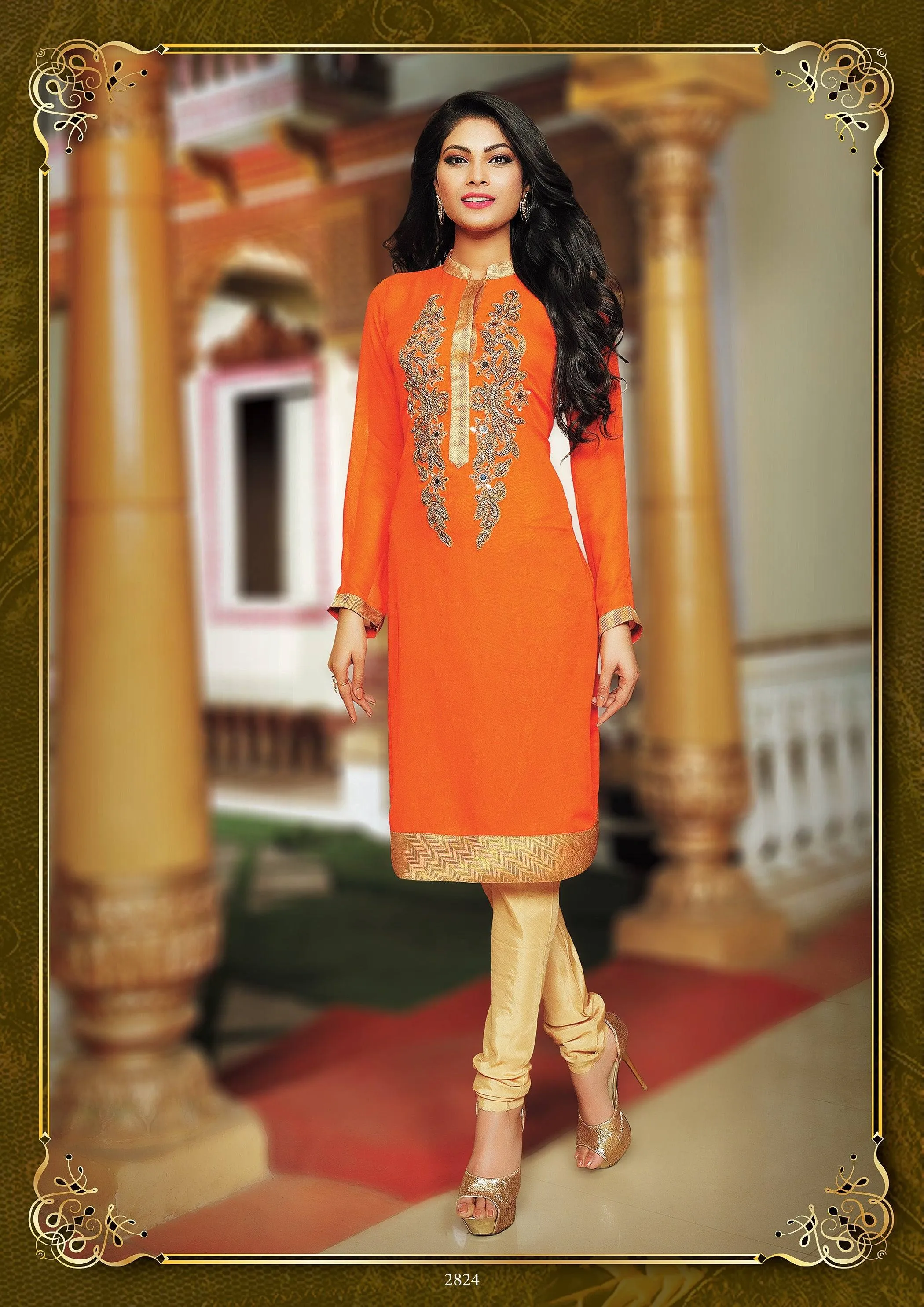 Orange Party Wear Tunic