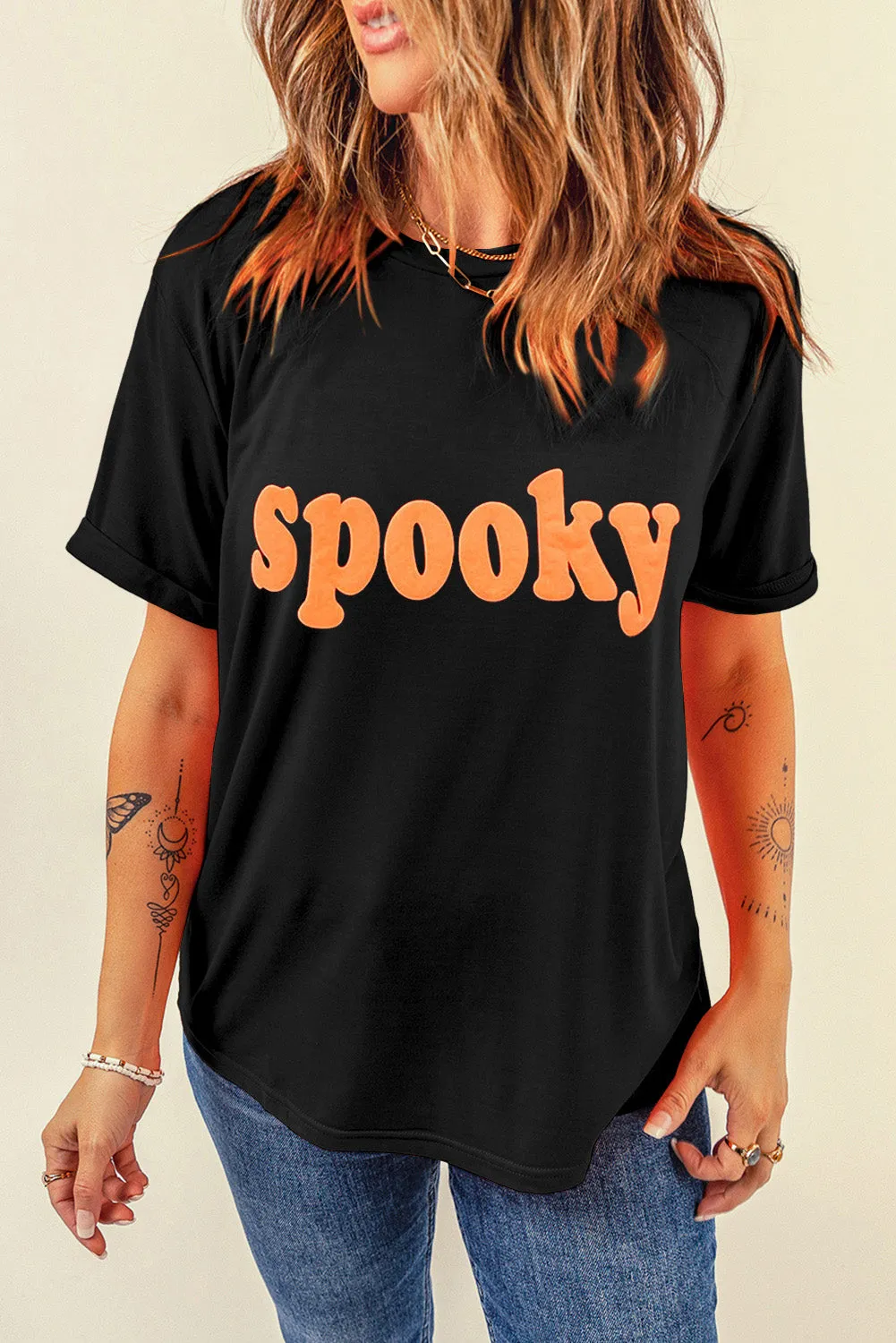 Orange Spooky Halloween Black Casual Graphic Tee